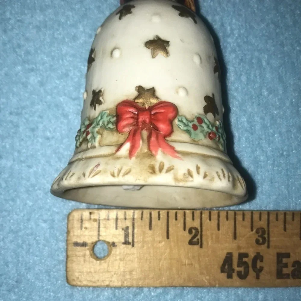 Santa Clause Christmas Bell vintage porcelain collection piece size 2.5 X 5